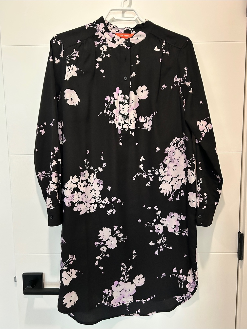 Joe Fresh Black Dress with Light Pink Floral Print